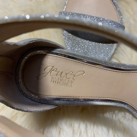 BHLDN Badgley Mischka JEWEL Silver Glitter Heels 10